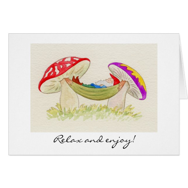 Cartão Vacationing do gnomo (Frente Horizontal)