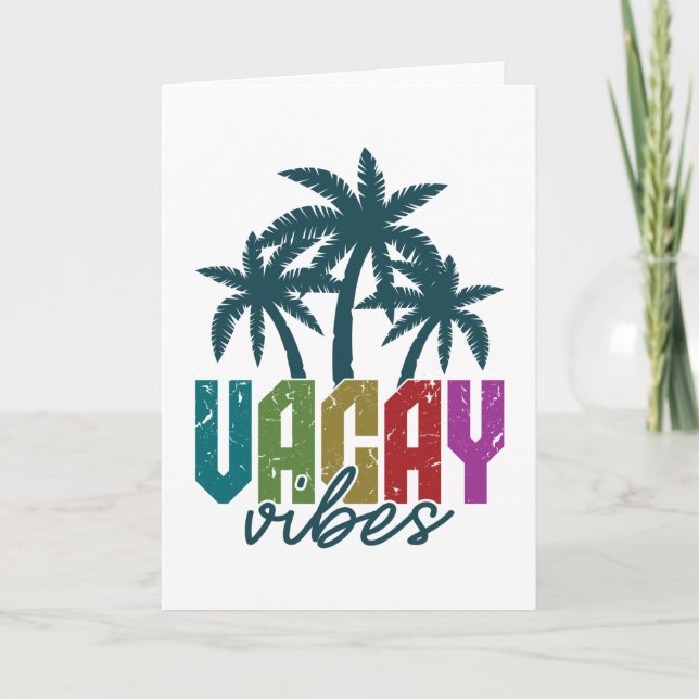 Cartão Vacay Vibes and Palm Tree Summer Vacay Hawaii (Frente)