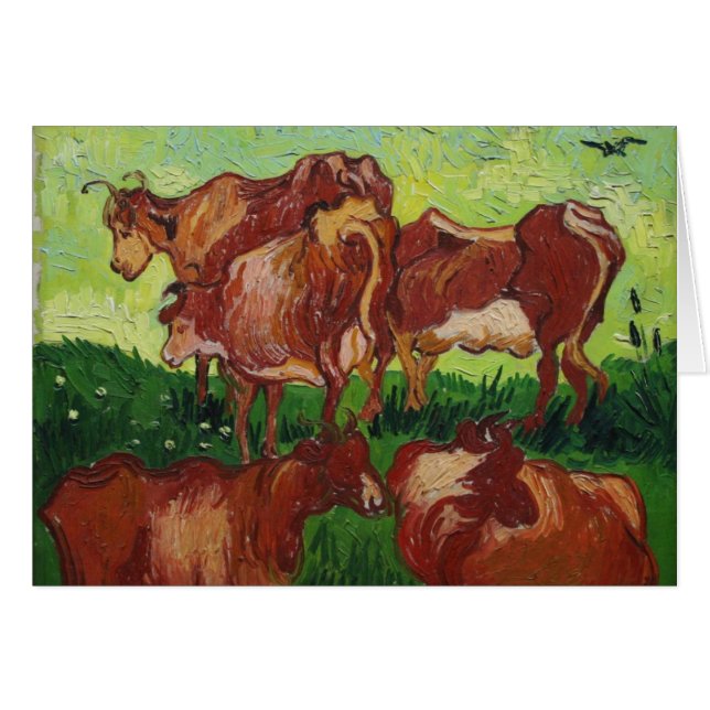 Cartão vaches Van Gogh dos les (Frente Horizontal)