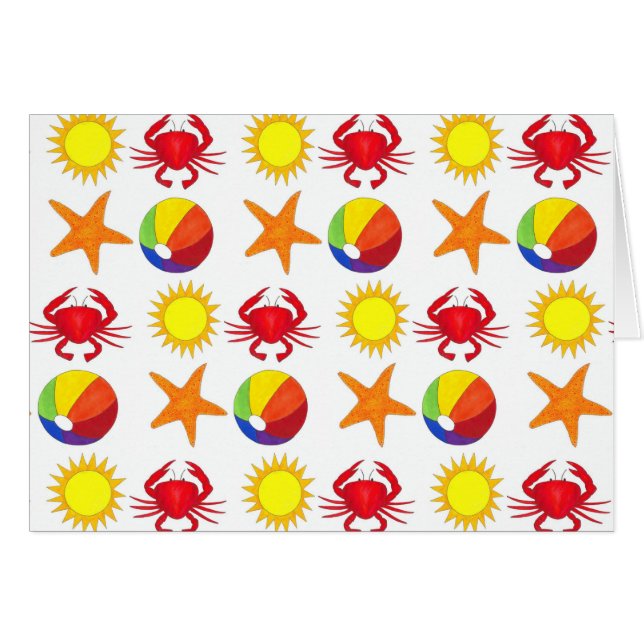 Cartão Vacinação Sun com Starfish, caranguejo de praia (Frente Horizontal)
