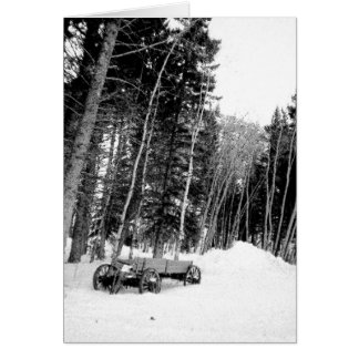 Cartão Vagão na floresta de inverno