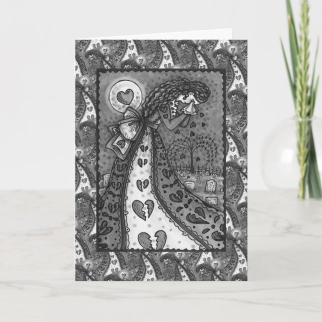 CARTÃO VALENTINA CHORANDO DE CORAÇÃO PARTIDO, CEMITÉRIO E (Frente)