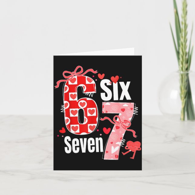 Cartão Valentine 67 Six Seven Heart Coquette Bow Valentin (Frente)