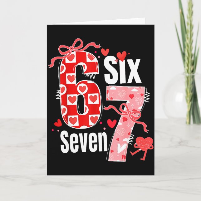 Cartão Valentine 67 Six Seven Heart Coquette Bow Valentin (Frente)