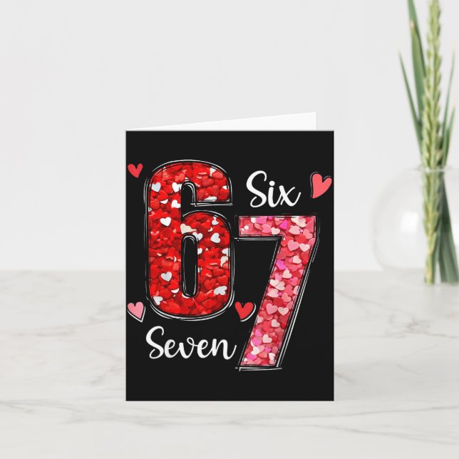 Cartão Valentine 67 Six Seven Meme Rose Hearts Valentine’ (Frente)