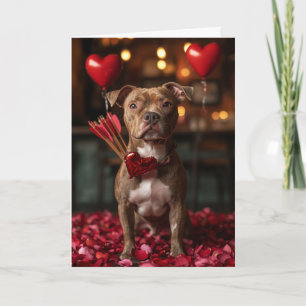 Cartão Valentine Americano Staffordshire Terrier Romântic