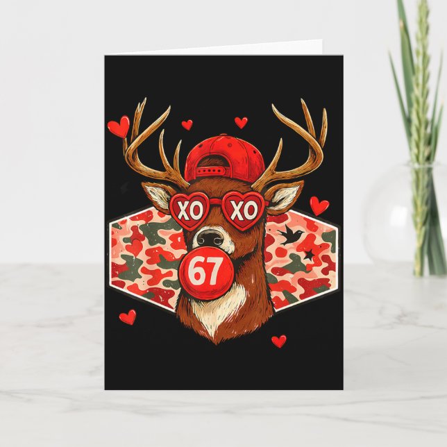 Cartão Valentine Buck 67 Meme Camo Deer Hunting Boys Hunt (Frente)