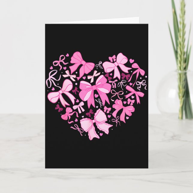 Cartão Valentine Coquette Pink Bow Heart Women Girls Kids (Frente)