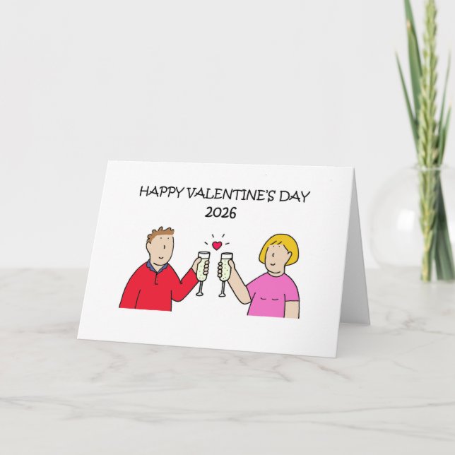 Cartão Valentine Couple Cartoon Card (Frente)
