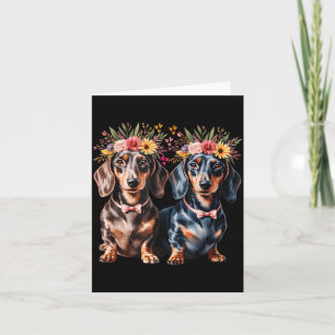 Cartão Válentine Dachshund Casal Correspondente Amor Flor