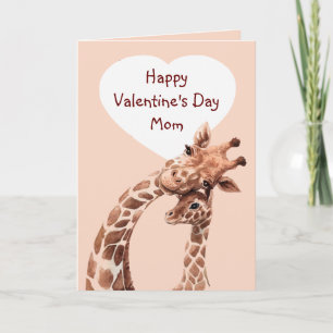 Cartão Valentine Day Mãe Diversão Giraffe Animal