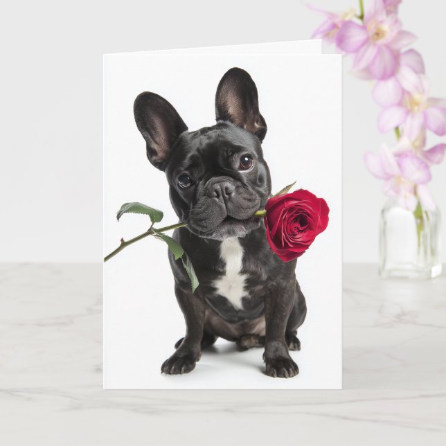 Cartão Valentine de Bulldog Francês – Grande Amor, Doce C (Orquídea)