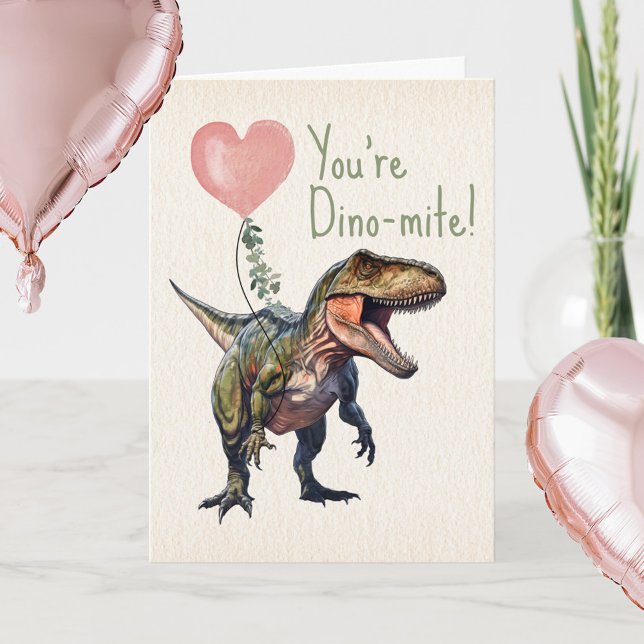 Cartão Valentine de Sala de Aula Dinossauro Dino-mite (Criador carregado)