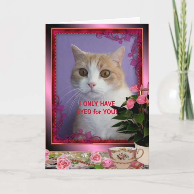 Cartão Valentine do Gato Engraçado Personalizável (Frente)