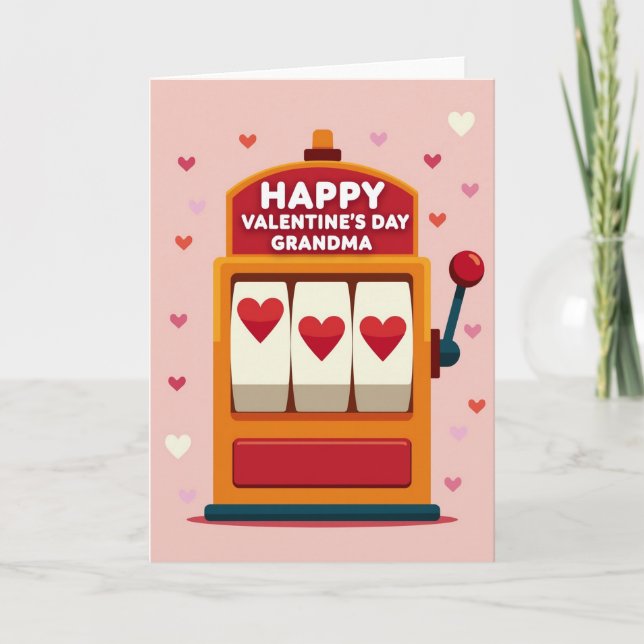 Cartão Valentine Grandma Slot Hearts Card (Frente)
