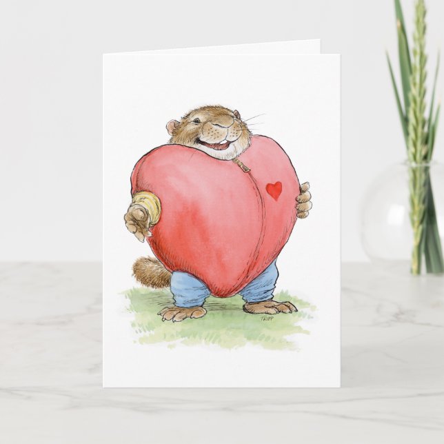 Cartão Valentine Heart Costume Muskrat Card (Frente)