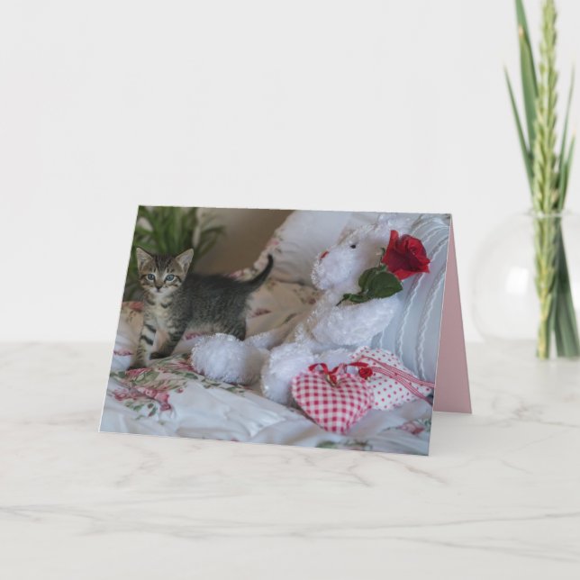 Cartão valentine kitten greeting card (Frente)