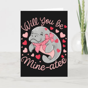 Cartão Valentine Manatee Animalzinho Coração Você Será M