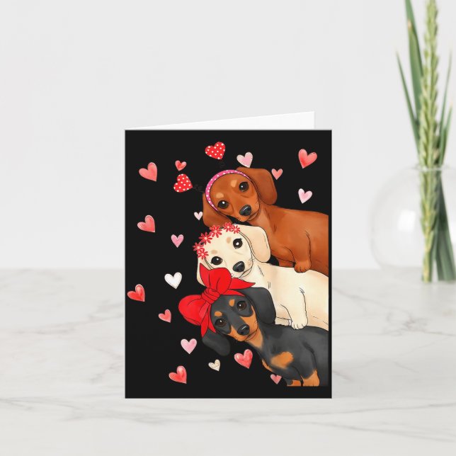 Cartão Valentine’s Day Dog Cute Dachshund Dogs For Dog Mo (Frente)