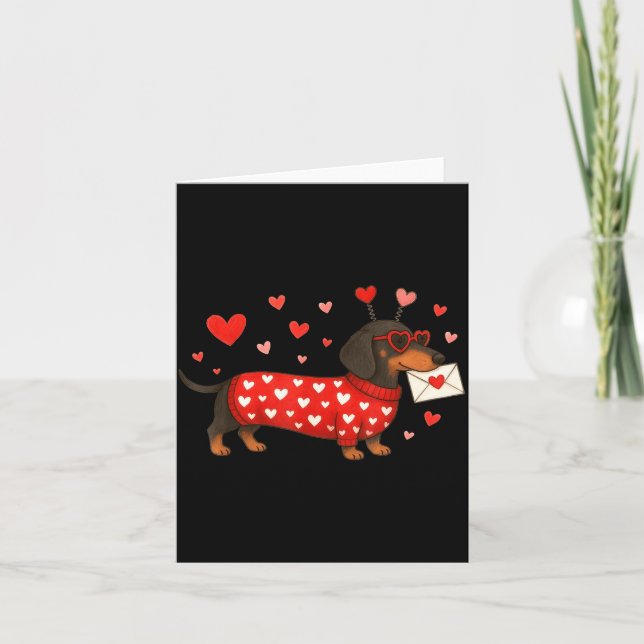 Cartão Valentine’s Day Dog Cute Dachshund Dogs For Dog Mo (Frente)
