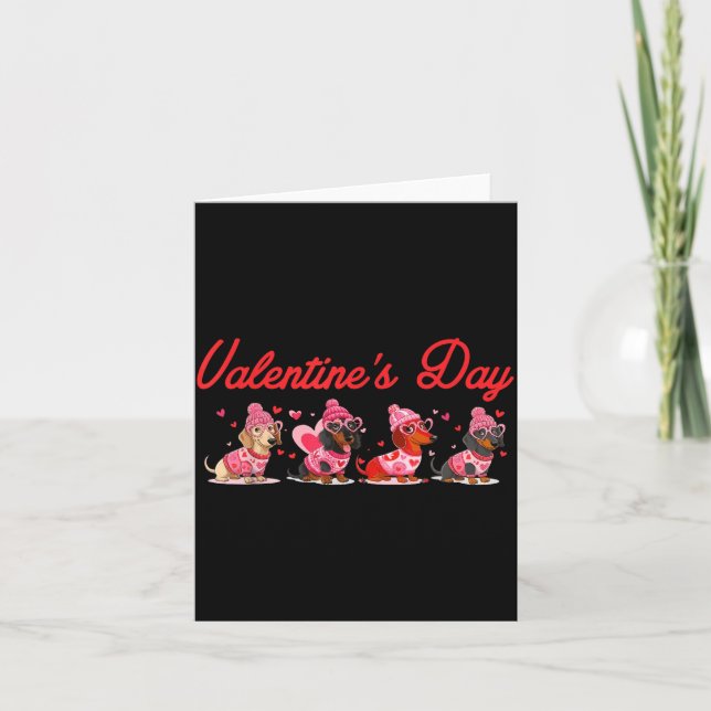 Cartão Valentine’s Day Dog Cute Dachshund Dogs For Dog Mo (Frente)