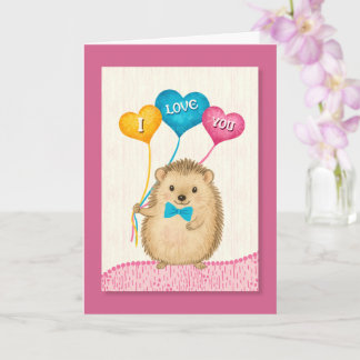 Cartão Valentine’s Day I Love You Cute Hedgehog