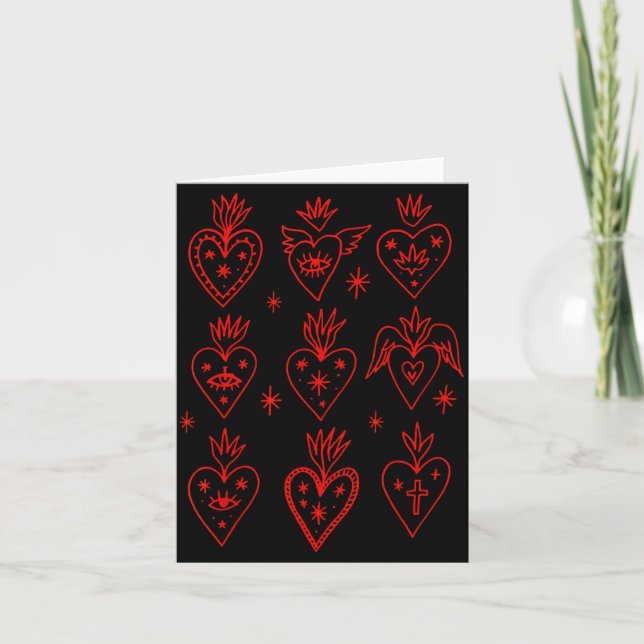Cartão Valentine’s Day Mexican Milagro Gothic Goth Sacred (Frente)