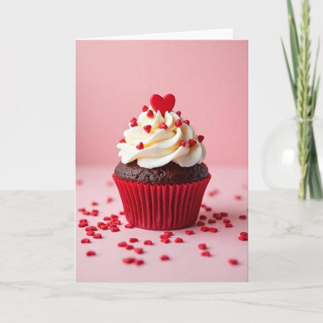 Cartão Valentine Sweet Hearts Cupcake Card (Frente)