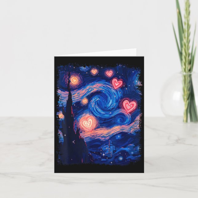 Cartão Valentine Van Gogh Starry Night Heart Matching Cou (Frente)