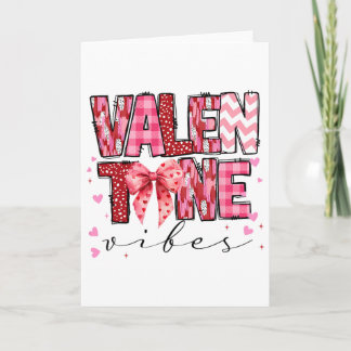 Cartão Valentine Vibes Valentines Day Pink Bow Girl Women
