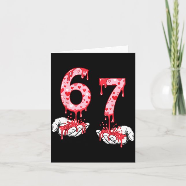 Cartão Valentines Day 67 Meme Six Seven 6 7 Valentine Hea (Frente)