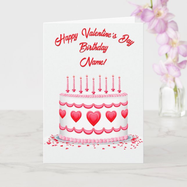 Cartão Valentine's Day Birthday Cake Customizable Candles (Orquídea)