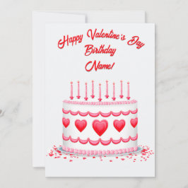 Cartão Valentine's Day Birthday Cake Customizable Candles