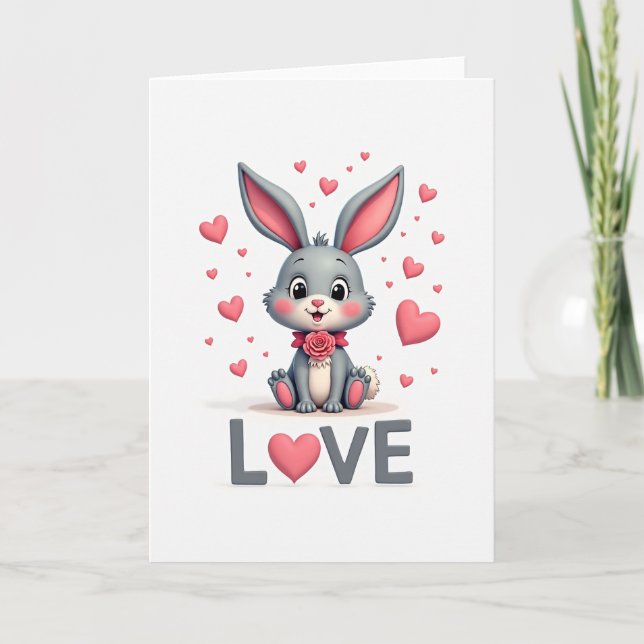 Cartão Valentines Day Bunny Love Card (Frente)