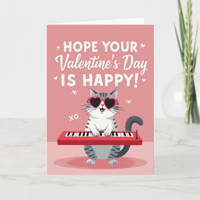 Cartão Valentines Day Cat Piano Card (Frente)