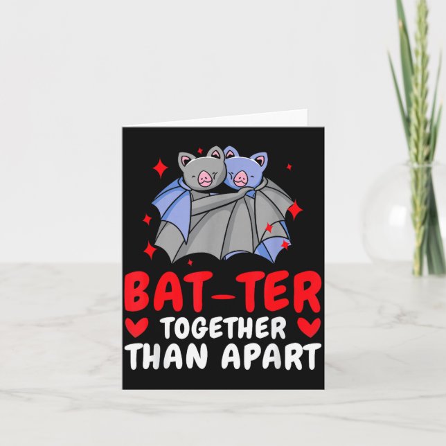 Cartão Valentine's Day Cuddling Cute Bats Couple Bat Vale (Frente)