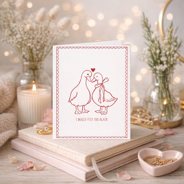 Cartão Valentine's Day Goose Love Husband Sentimental (Criador carregado)