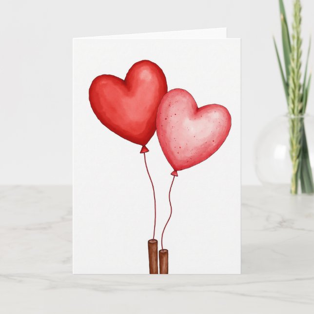 Cartão Valentines Day Heart Balloons Card (Frente)