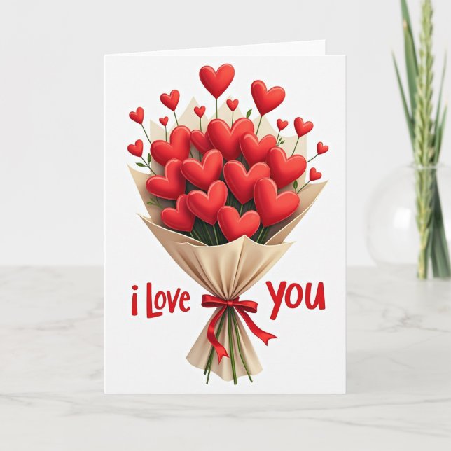 Cartão Valentines Day Heart Bouquet Card (Frente)