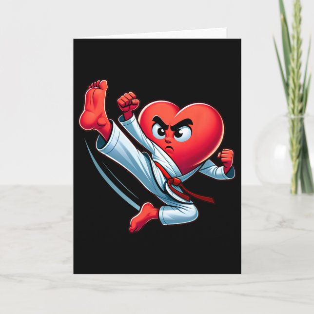 Cartão Valentine's Day Heart Karate Kick Mma Taekwondo Mu (Frente)