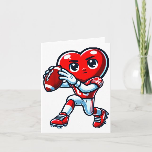 Cartão Valentines Day Heart Quarterback Football Srts  (Frente)