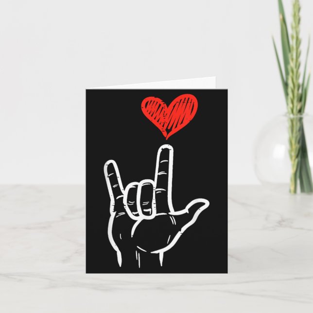 Cartão Valentines Day I Love You Hand Sign Asl Heart Wome (Frente)