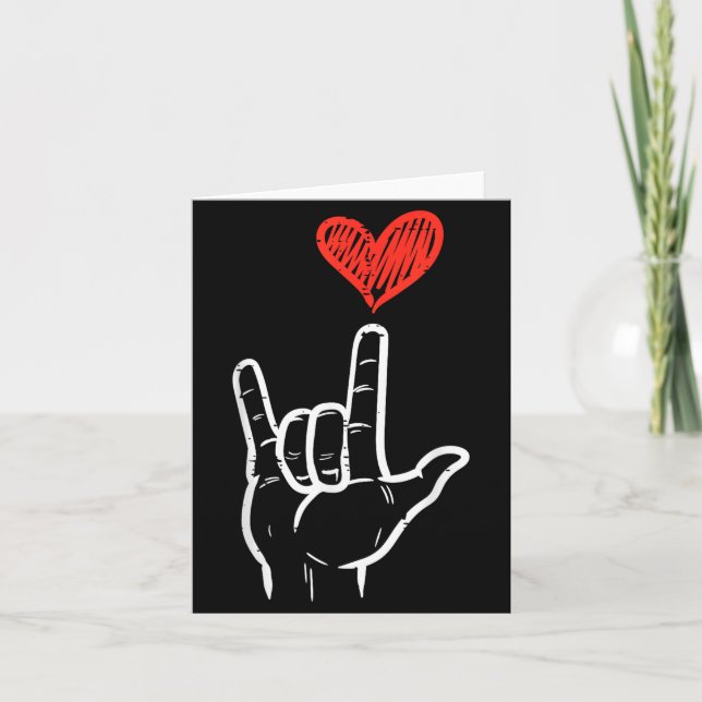 Cartão Valentines Day I Love You Hand Sign Asl Heart Wome (Frente)