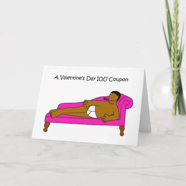 Cartão Valentine's Day IOU Coupon African American Man (Frente)