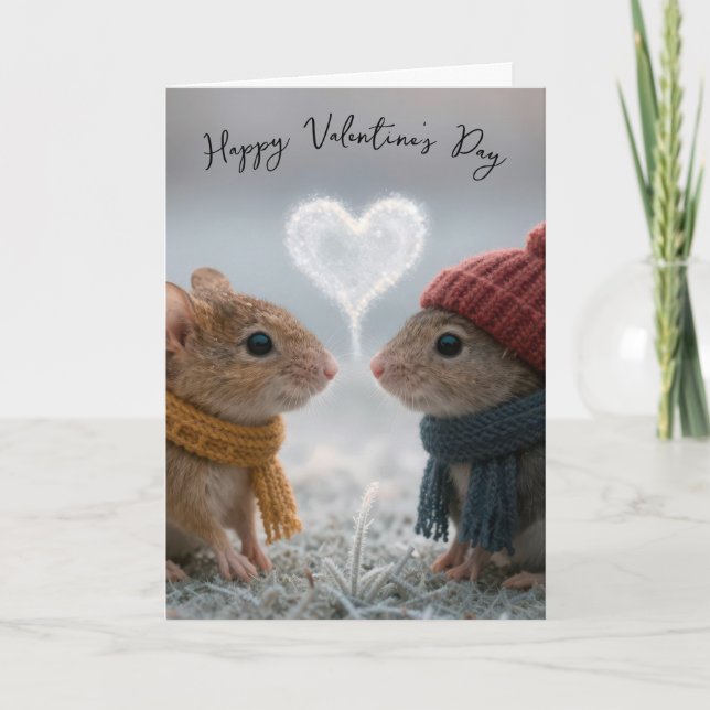 Cartão Valentine's Day Mice With a Frosty Heart (Frente)