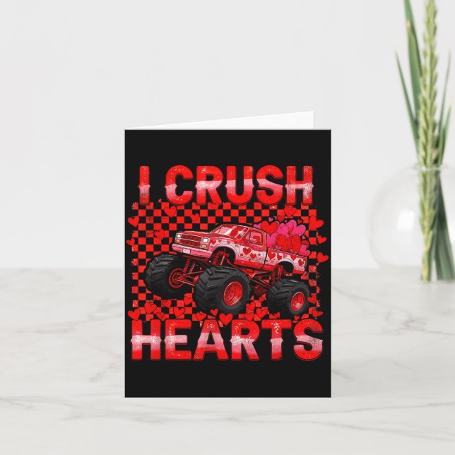 Cartão Valentines Day Monster Truck Crush Hearts Toddler  (Frente)