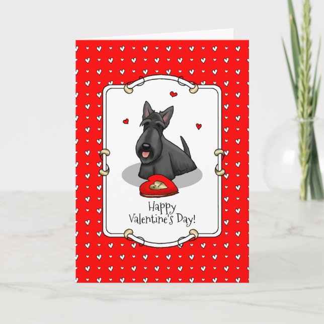 Cartão Valentine's Day (red) Scottie Dog (black) Cute (Frente)