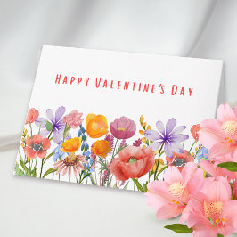 Cartão Valentine's Day Romantic Floral Pink Purple Flower