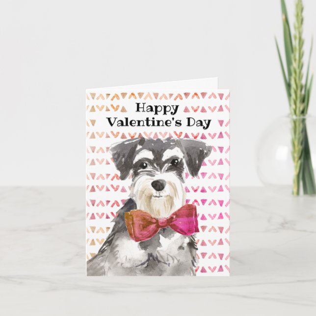 Cartão Valentine's Day Schnauzer Dog Ready to Snuggle (Frente)