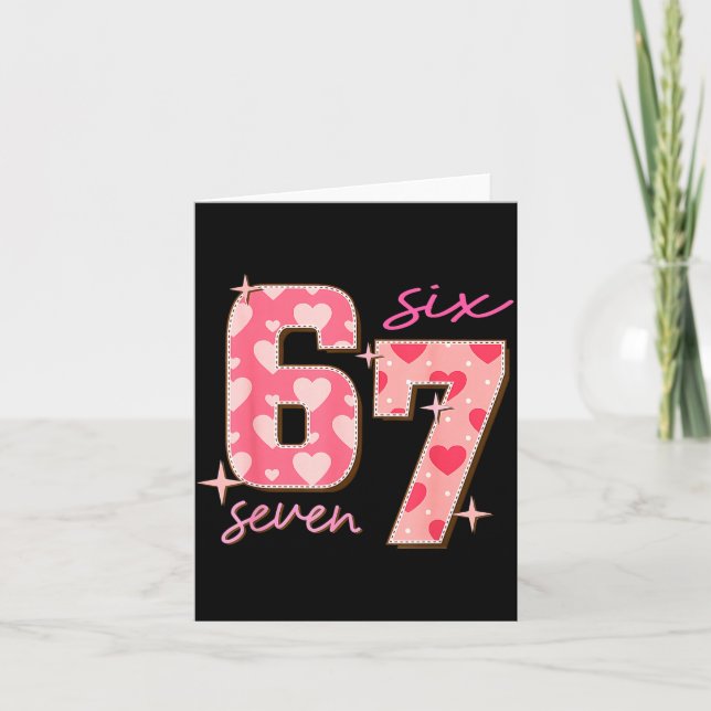 Cartão Valentines Day Six Seven 67 Meme 6 7 Heart Boys Gi (Frente)